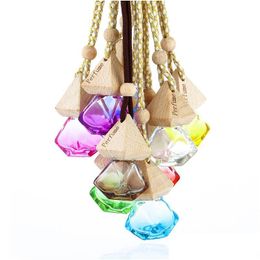 Packing Bottles Wholesale Glass Car Per Bottle With Wood Beautif Cap Empty Refillable Hanging Cute Air Freshener Carrier Small Gift Dhpsw