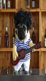 Funny Pet Guitar Player Cosplay Dog Costume Guitarist Dressing Up Party Halloween Year Clothes For Small French Cats 3 Y2003308128176