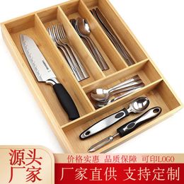 Cassetti in legno di bambù, scatola di stoccaggio della forchetta per coltello da cucina da tavolo, partizione desktop, cosmetici e articoli di ordinamento vari