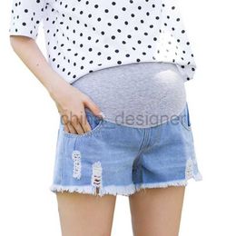 Summer w ciąży dżinsowe szorty dżinsowe modne poszarpane brzegowe pary ds. Brzuchów