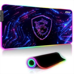 Mouse Pads Wrist Rests MSI Rgb Mouse Pad Gaming Accessories Led Mouse Board Gaming Machine Computer Table Pad Pc Cabinet Backlight Keyboard Pad Rubber Extension Pad J