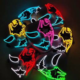 Masks LED Light Up Halloween Luminous Glowing Dance Party Mask Scary Cosplay Horror Neon EL Wire Masks 3 lighting Modes Festival Supplie