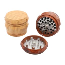 Smoke grinder CHROMIUM CRUSHER Wood Tobacco Grinder 40 50 63mm 4 parts wooden spice herb hand grinder crusher for smoking accessories tobacco grinders factory price