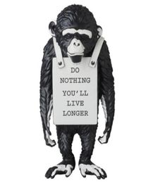 Modern Art Banksy Monkey Street Black and White Monkey Statue Creative Resin ArtCraft Do Nothing You039ll Live Longer Ornament6446579