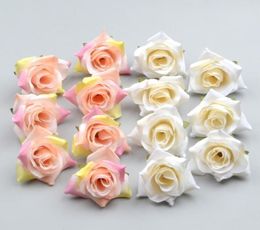 100PCS DIY Artificial White Rose Silk Flowers Head For Home Wedding Party Decoration Wreath Gift Box Scrapbooking Fake Flowers T202434441