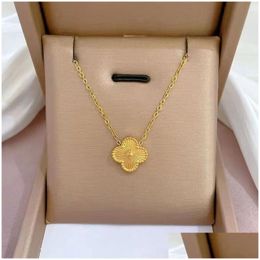 Pendant Necklaces Four Leaf Clover Necklace Mother Of Pearl Plated 18K Women Girls Valentines Day Mothers Engagement Designer Luxury J Dhupo