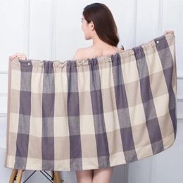 Towel Women Gauze Cotton Beach Skirt Bath For Adults Super Absorbent Fashion Wearable Button Wrap Towels 140x70cm