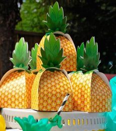 Papercard Pineapple Boxes Favor Treat Candy Boxes Birthday Sweets Cake Gift Bag Hawaiian Wedding Party Beach Table Decor events ye2027283