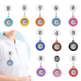 개 여행 야외 검은 색 번호 10 클립 포켓 시계 간호사 시계 브로치 fob 간호사를위한 개폐식 탑재 배달 OTSP7