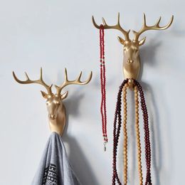 Wall Hanging Hook Vintage Deer Head Animal for Clothes Hat Scarf Key Horns Hanger Rack Decoration 240513