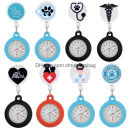 Pocket Watches Cats Dogs Animals Veterinarian Pets Hospital Clinic Retractable Badge Reel Nurse Doctor Clips Hang Fob Clock Drop Deliv Otoqx