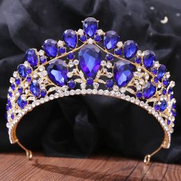 Baroque Luxury Crown For Women 8 Colours Princess Opal Crystal Bridal Wedding Tiaras Crown Headbands Hair Dress Accessories