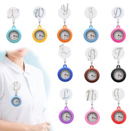 Childrens Watches White Large Letters Clip Pocket Watch For Women And Men Retractable Digital Fob Clock Gift On Lapel Nurses Doctors D Oterj