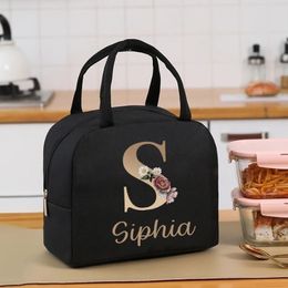 Personalised Custom Initial with Name Insulated Lunch Bag Women Kids Cooler Bag Thermal Pouch Portable Ice Food Picnic Bags Gift 240515