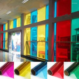 Window Stickers 50x100cm Stained Glass PET Film Sunscreen Bi-color Transparent Sticker Gift Bouquet Packaging Office Home Decor