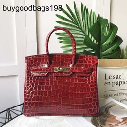 Tote Bag Designer Womens Handbags Bk Handmade 7a Yuan Shanshans Same Crocodile Pattern Platinum Cowhide Large Capacity One Shoulder Genuine Leather Handheld