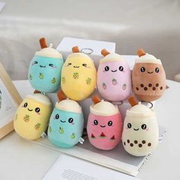 Stuffed Plush Animals Cute fruit milk bubble tea plush pillow Kawaii soft filled plush toy with suction cup tube keychain backpack pendant toy gift B240515