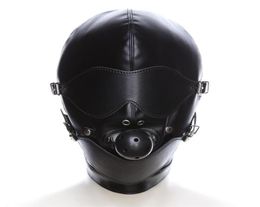 Erotic BDSM Bondage Strapped Leather Hood with Ball Gag for Adult Play Games Full Mask Eye Hollow Fetish Face Blindfold for Couple4475715