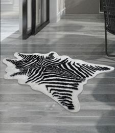 220170cm zebra animal Printed Carpet Velvet Imitation Leather Rugs Fur Animal Skins Natural Shape Carpets Nonslip Mats5181799