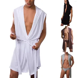Home Clothing Men's Robe Is Silk Summer Autumn Sleeveless Pajamas Men Plaid