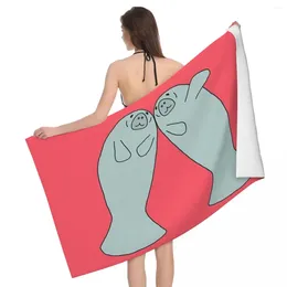 Towel Hello From Manatees 80x130cm Bath Soft For Beach Souvenir Gift