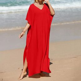 Women'S Beach Blouse Gown Loose Size Bohemian Long Skirt Bikini Dress Cover-Ups Women Wear Swim Suit Cover Up