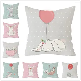 Pillow Nordic Cover Kids Room Decor Cute Pink Cartoon Animal Throw Case 45x45cm Decorative