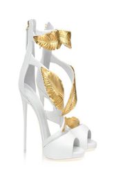 summer pump sandals golden gold leaf high heels sandals heel pump sandals for women heels shoes7479713