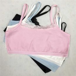 Camisole Womens Underwear Cotton Lace Bra Womens Soft Tank Top Sports Bra Top Youth Training Bra 8-12YL240502