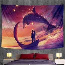 Tapestries Dolphin Animal Bedroom Home Decor Tapestry Scene Mandala Boho Sheet Sofa Blanket Yoga Mat