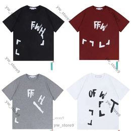 White Off Shirt Mens Designer Off Withe Tshirt T Shirts T-Shirt Off Style Trendy Sweater Painted Arrow Short Sleeve Off Whiteshirt Men's Fashion Tops S Streetwea 836c