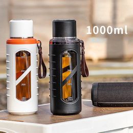 Water Bottles Glass Bottle 1000ml Tea Tumbler With Sleeve And Strainer For Loose Travel Camping Hiking Running Gym