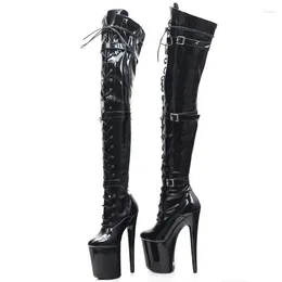 Boots 7.87in High Height Sex Party Round Toe Stiletto Heel Platform Over-The-Knee US Size 6-13 NO.CX2001