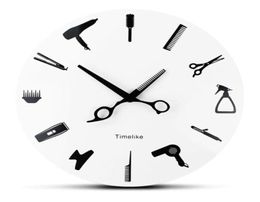 Barber Wall Clock Barber Equiment Tools Wall Clock Modern Design Shop Business Sign Watch Beauty Hair Salon303F9757579