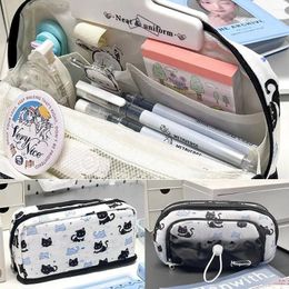 Large Capacity Pen Bag Simple Folding/Drawstring Multi-Layer Stationery Portable Box Gift
