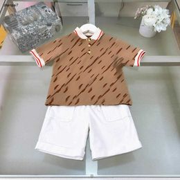 Top kids T-shirts suit summer boys girls tracksuits Size 100-150 baby clothes Large letter logo printing Polo and shorts Jan20