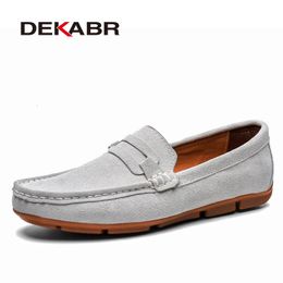 DEKABR Brand Men Loafers Mens Casual Shoes Suede Leather Moccasins Breathable Slip on Boat Shoes Chaussures Hommes 240509