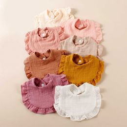 Bibs Burp Cloths 8 pieces of newborn cotton pleated bibs for childrens feeding Drool bibs Cute saline towels are hot selling baby bibsL240514