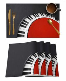 Table Mats 4/6 Pcs Red And Black Piano Keys Placemat Kitchen Home Decoration Dining Coffee Mat