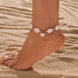 Anklets Vacation Ocean Style Shell Weaving Butterfly Pendant Women's Beach Feet Chain