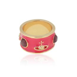 Brand Westwoods a niche luxury king couple ring original replica enamel pearl drop glaze female Nail