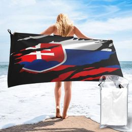 Towel Torn Slovakia Flag Slovakian Bratislava Beach Mat Hand Towels Bath-House Large Spa For The