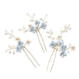 Hair Clips 3 Pcs Flower Pearl Wedding Pins Woman Cosplay Shape Pin For Styling Making