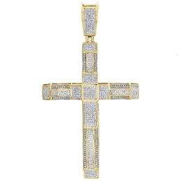 1 Ct 10K Yellow Gold Genuine Round Cut Diamond Cross Pendant Mens Domed Pave Charm