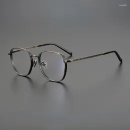 Sunglasses Frames Japanese Pure Titanium Oval High Quality Eyeglasses Men Prescription Glasses Designer Classical Carved Eyewear With Case
