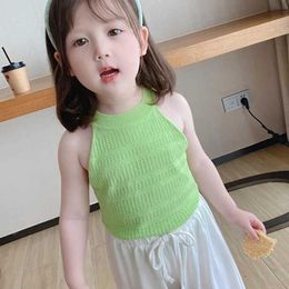 Vest Childrens clothing girl round neck ceiling girl summer sleeveless underwear girl shoulder strap collar topL2405