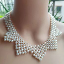 New Detachable Blouse Fake Collar Faux Pearl Beaded False Collars Choker Necklace Summer Cloth Accessory For Women Girls