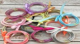 5pcs Set All Weather Glitter Bangles Set Glitter Filled Silicone Plastic Bowknot Jelly Summer Bracelets wjl40667709717