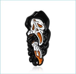 Pins Brooches New Horror Ghosts Cry And Scream Brooches Skls In Black White Clothes Scaring Halloween Gift Drop Delivery 2022 Jewe7469439