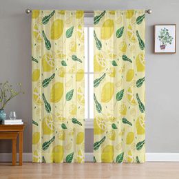 Curtain Lemon Fruit Leave Sheer Curtains For Living Room Decoration Window Kitchen Tulle Voile Organza
